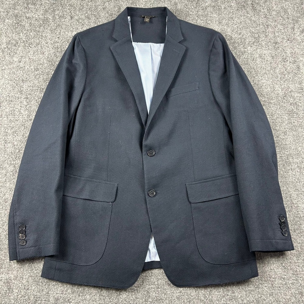 Banana Republic Blazer Mens 42R Navy Blue Linen Cotton Alfa-fi Sport Coat Jacket